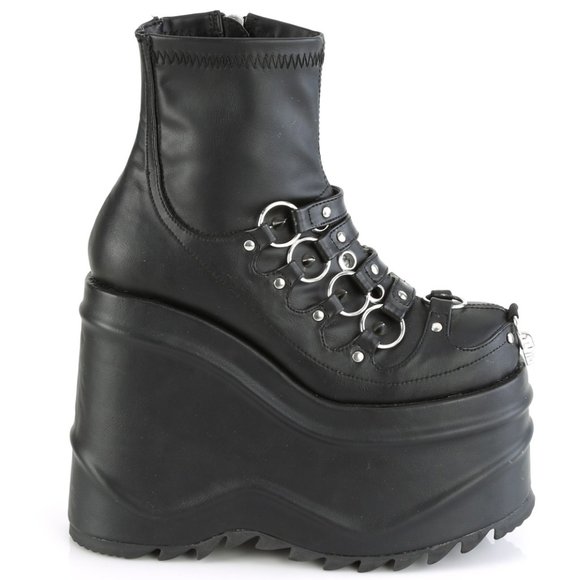 Gothic Wedge Platform Studded Ankle Boots - Picture 1 of 5